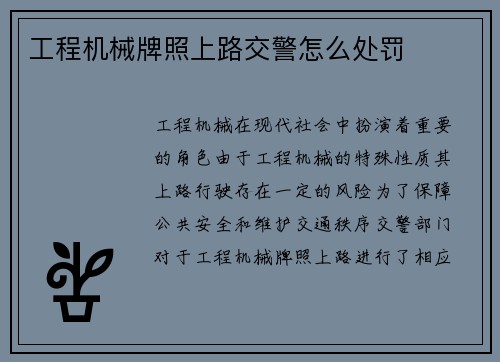 工程机械牌照上路交警怎么处罚